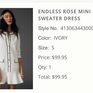 Endless Rose White Mini Sweater Dress